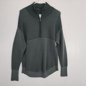 OFFLINE by AERIE Sweatshirt Womens Small Green 1/4 Zip‎ High Neck Ribbed Sweater